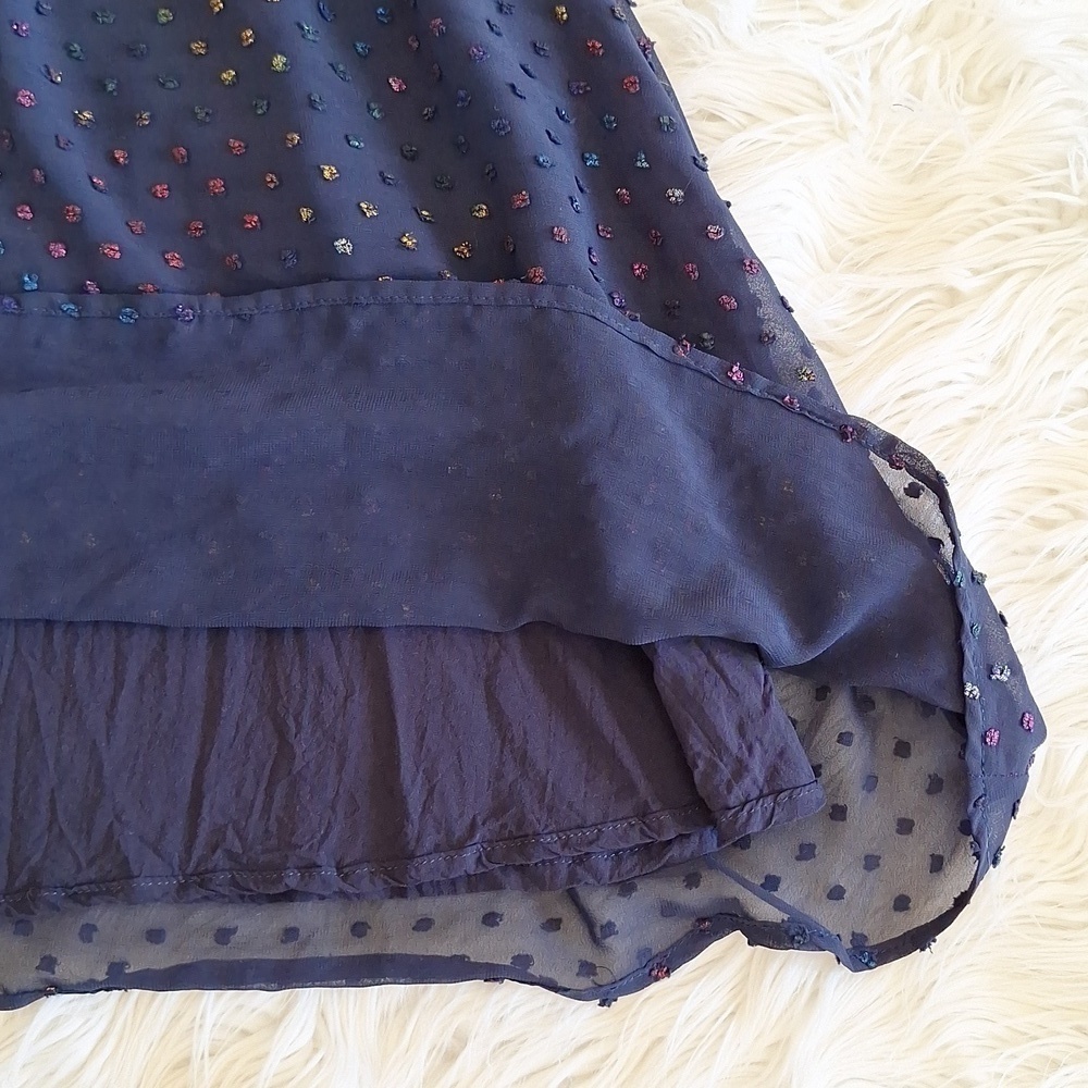 NWOT 3Pommes Girls Navy Robe A Manches Short Sleeve Dress - Picture 9 of 15